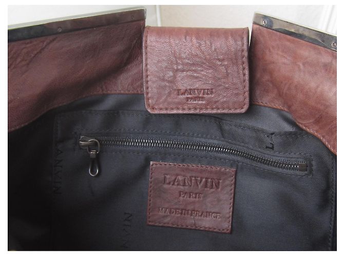 Borsa Lanvin in pelle marrone e rettile - vista 7
