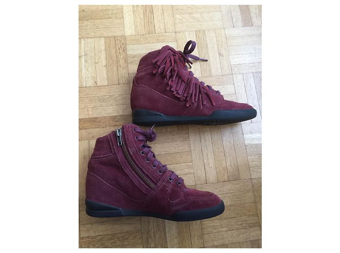 The Kooples Baskets compensées à franges Bordeaux - vue 4