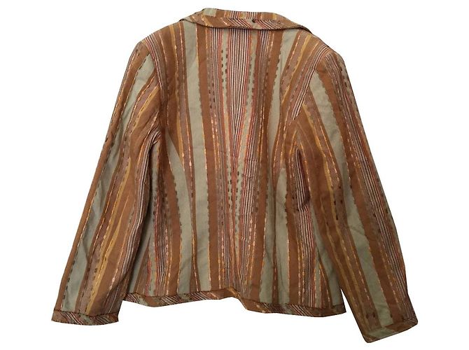 Chaqueta de vestir Biba de algodón marrón y beige Talla 38 Castaño - vista 2