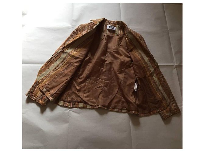 Chaqueta de vestir Biba de algodón marrón y beige Talla 38 Castaño - vista 3