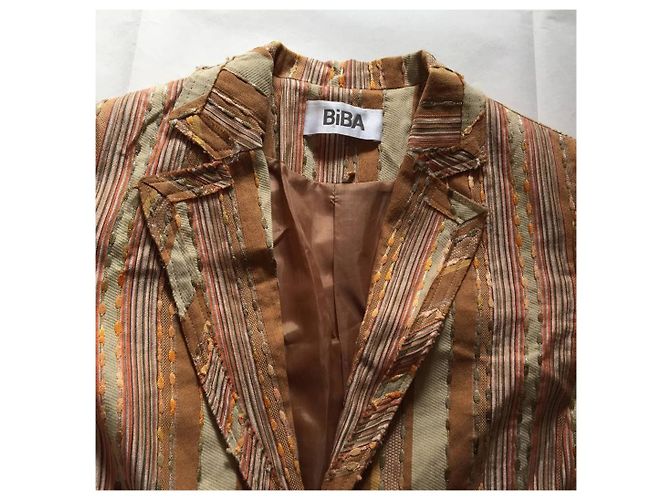 Chaqueta de vestir Biba de algodón marrón y beige Talla 38 Castaño - vista 4
