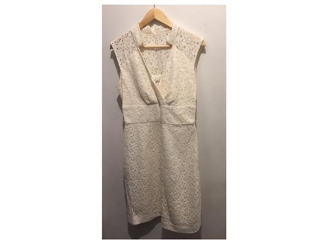 Milly Guipure Spitzenkleid aus Seide Weiß Creme Roh - Ansicht 2