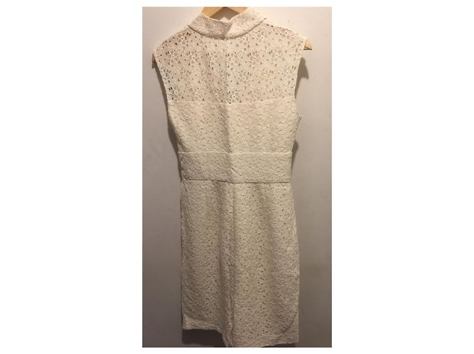 Milly Guipure Spitzenkleid aus Seide Weiß Creme Roh - Ansicht 3