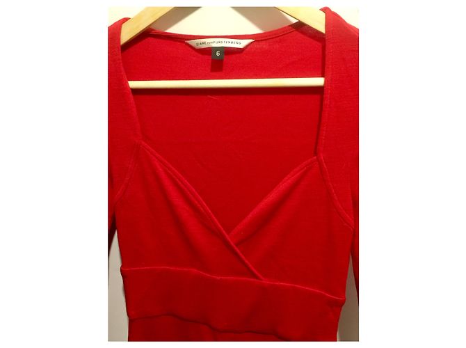 Diane Von Furstenberg DvF Vintage Wollkleid 1970 Rot - Ansicht 3