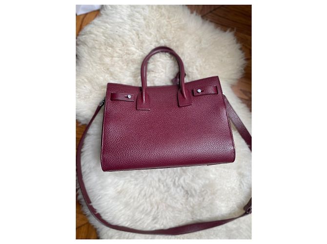 Saint Laurent Sac de Jour Nano Pelle Rosso Scuro Bordò - vista 5