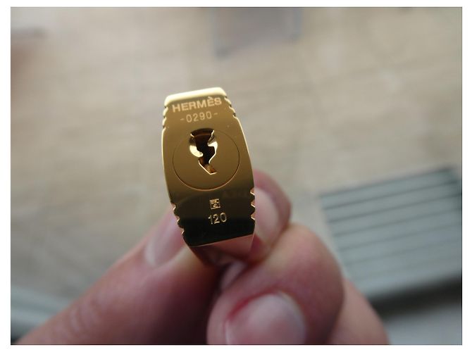 Lucchetto Hermès in acciaio dorato con 2 chiavi Gold hardware - vista 6