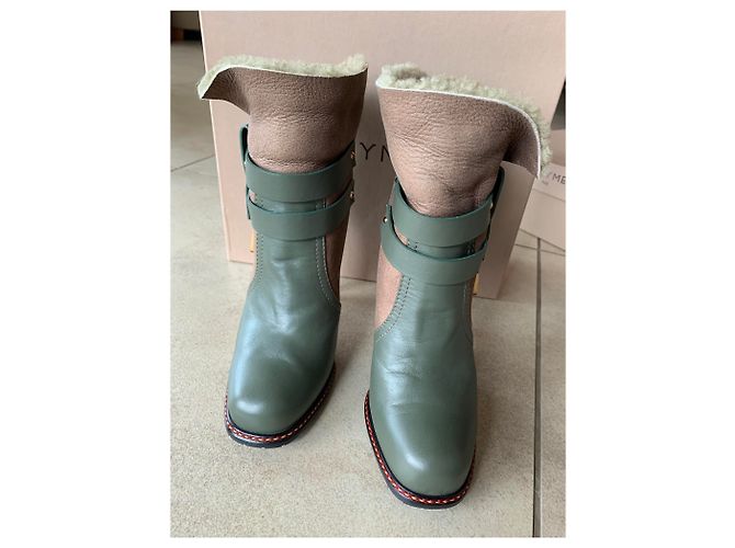 Autre Marque Botas GREY MER de couro e pele bege - vista 3