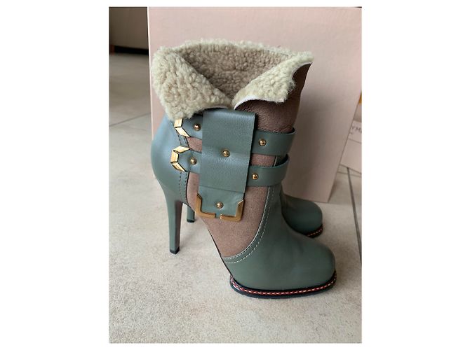 Autre Marque Botas GREY MER de couro e pele bege - vista 4