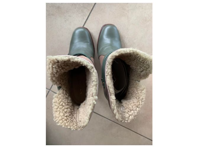 Autre Marque Botas GREY MER de couro e pele bege - vista 6