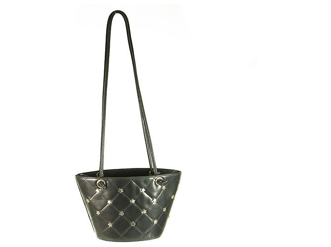 Escada Bolso bandolera de piel acolchada negra con estrellas doradas - vista 2
