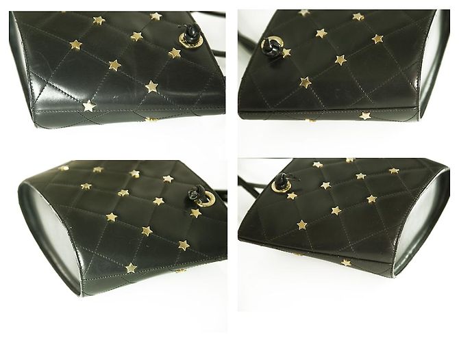 Escada Bolso bandolera de piel acolchada negra con estrellas doradas - vista 4