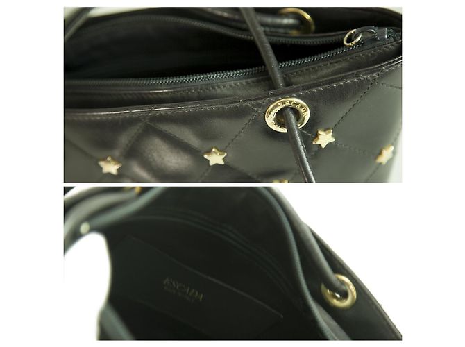 Escada Bolso bandolera de piel acolchada negra con estrellas doradas - vista 7