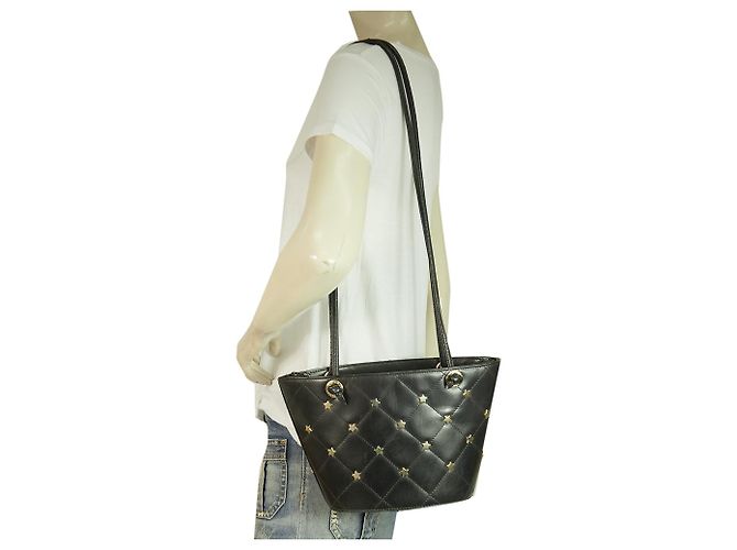 Escada Bolso bandolera de piel acolchada negra con estrellas doradas - vista 9