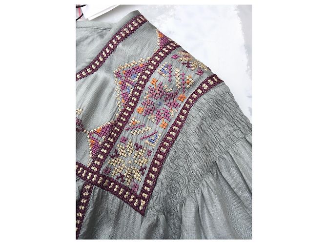 Isabel Marant Etoile Túnica de Seda Gris Perla - vista 3