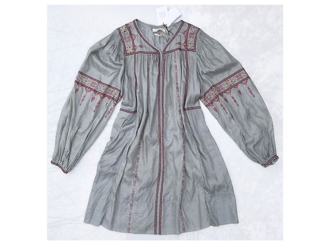 Isabel Marant Etoile Túnica de Seda Gris Perla - vista 4