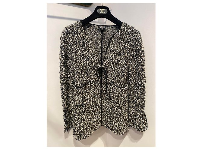 Chanel Falda elegante Negro Blanco - vista 3