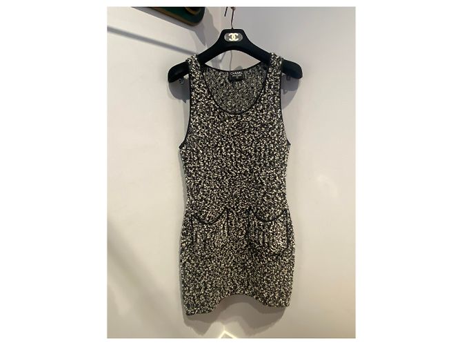 Chanel Falda elegante Negro Blanco - vista 9