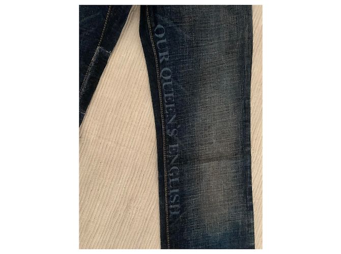 Vaqueros Dsquared2 en denim azul con detalles de piel - vista 3