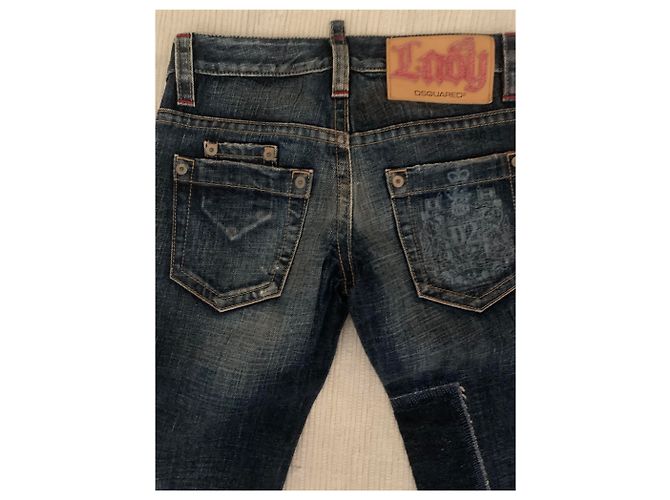 Vaqueros Dsquared2 en denim azul con detalles de piel - vista 5