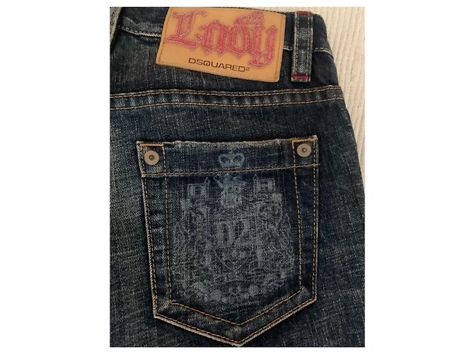 Vaqueros Dsquared2 en denim azul con detalles de piel - vista 6