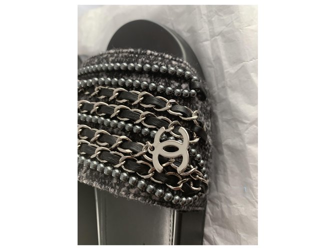 Sabot sandali Chanel Grigio antracite - vista 2