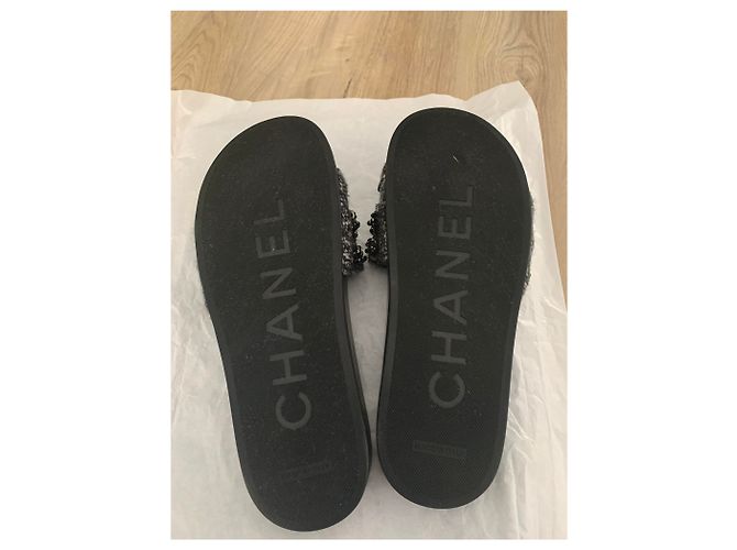 Sabot sandali Chanel Grigio antracite - vista 3