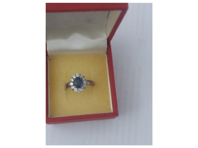 Autre Marque Anello in oro bianco con zaffiro e diamanti blu navy - vista 3