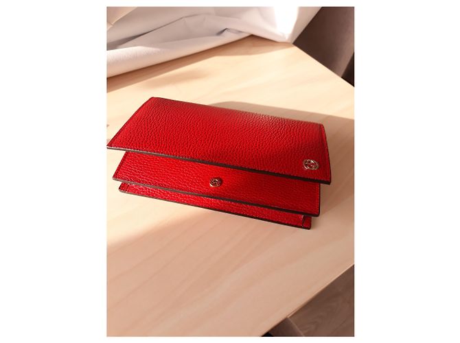 Pochette Gucci in pelle fiore rossa Rosso - vista 2