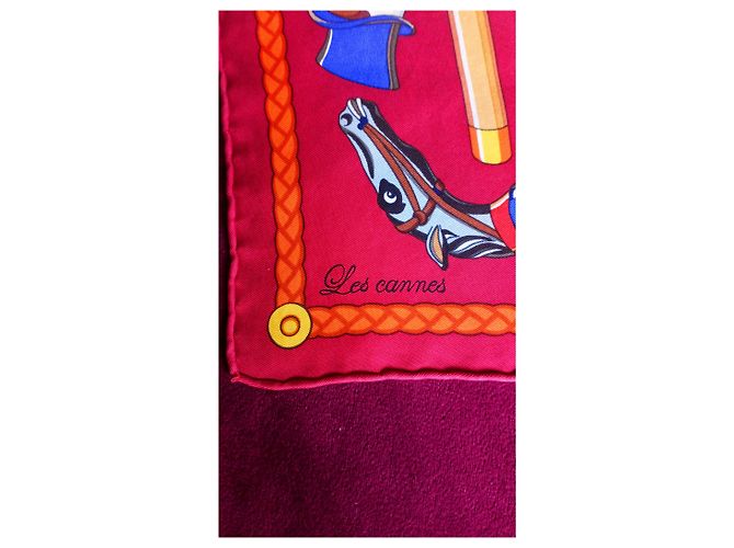 Hermès Seidentuch Les Cannes Rot 90cm - Ansicht 2