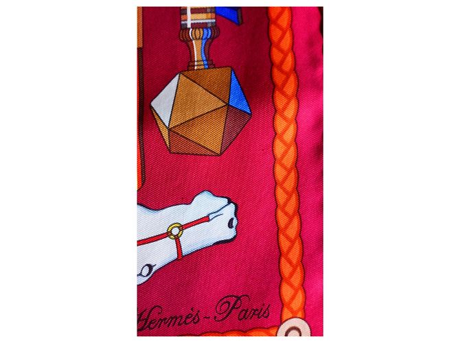 Hermès Seidentuch Les Cannes Rot 90cm - Ansicht 3