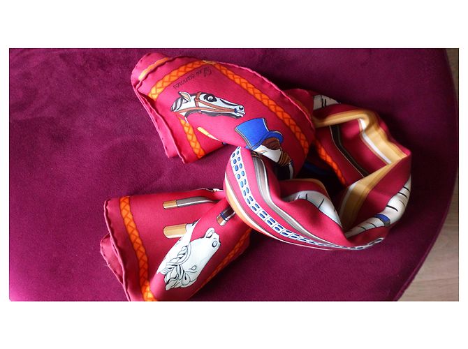 Hermès Seidentuch Les Cannes Rot 90cm - Ansicht 4