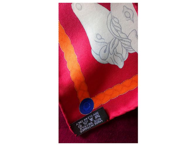 Hermès Seidentuch Les Cannes Rot 90cm - Ansicht 5