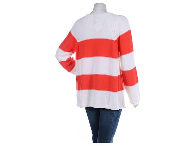 Marc Cain Pullover orange weiß Baumwolle Acryl Größe L - Ansicht 2