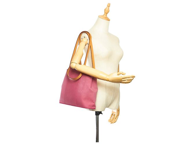 Hermès Hermes Pink Cabag Elan Canvas Satchel Marrone Rosa - vista 9