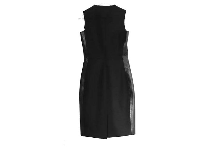 Reed Krakoff Schwarzes Kleid mit Lederbesatz - Ansicht 2