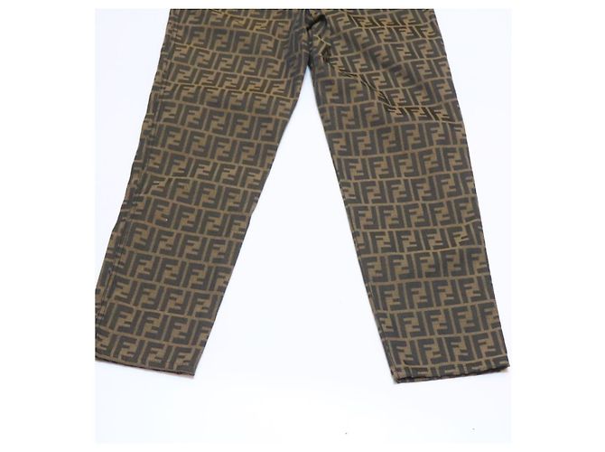 FENDI Zucca Canvas Pants Brown Black Auth br225 - view 7
