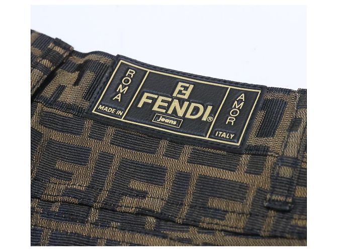 FENDI Zucca Canvas Pants Brown Black Auth br225 - view 8