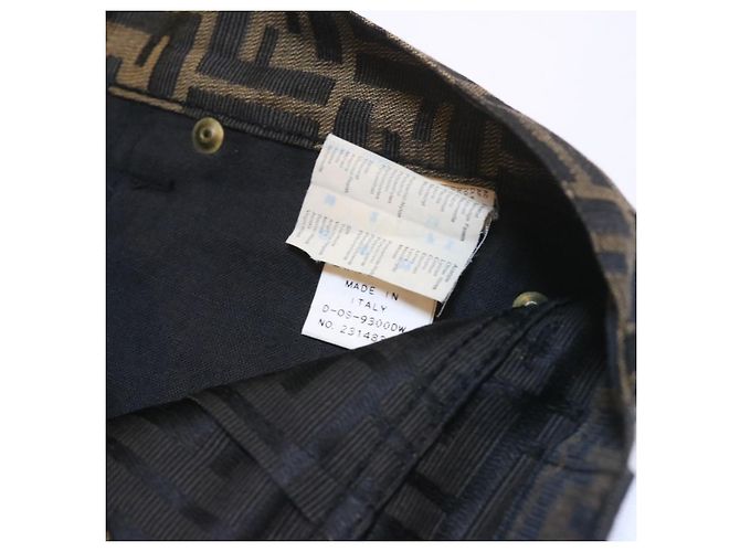 FENDI Zucca Canvas Pants Brown Black Auth br225 - view 9