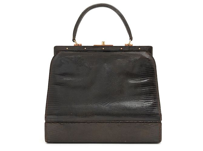 Autre Marque Braune Eidechsenleder Handtasche - Ansicht 4