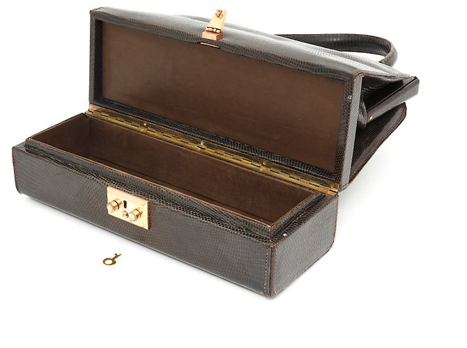 Autre Marque Braune Eidechsenleder Handtasche - Ansicht 5