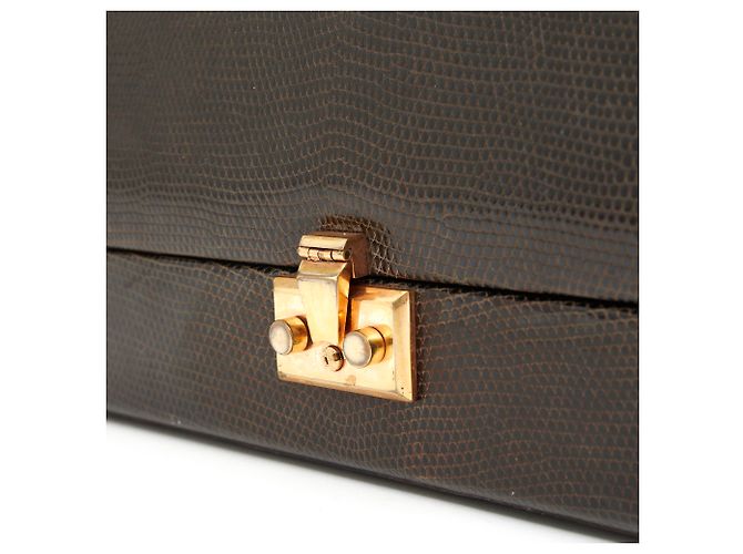 Autre Marque Braune Eidechsenleder Handtasche - Ansicht 8