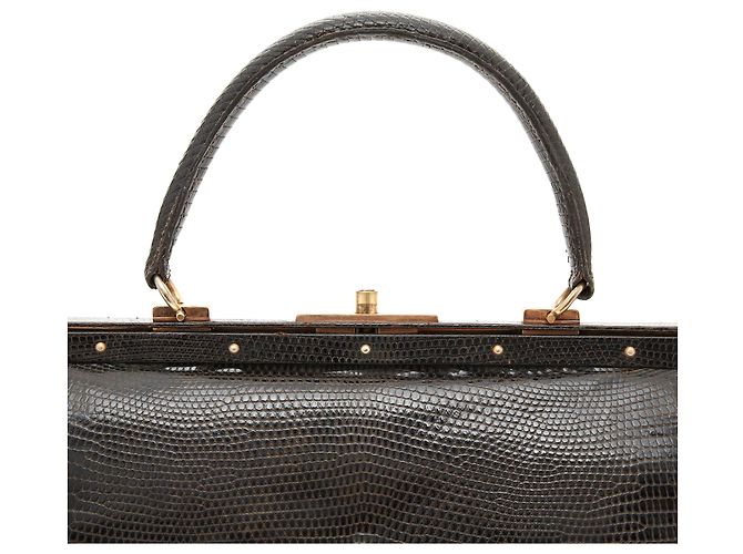 Autre Marque Braune Eidechsenleder Handtasche - Ansicht 9