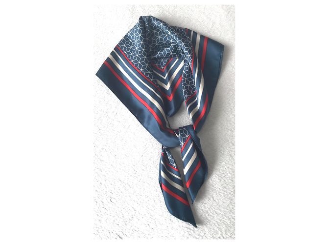 Guy Laroche Schal Weiß Rot Blau Polyester 70x70 cm - Ansicht 3