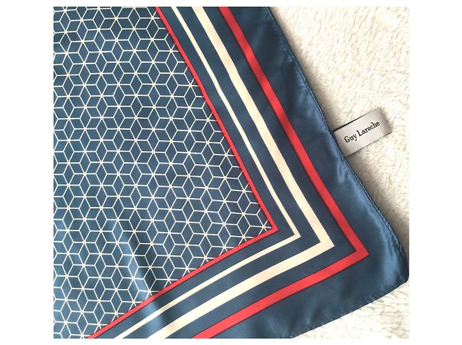 Guy Laroche Schal Weiß Rot Blau Polyester 70x70 cm - Ansicht 4