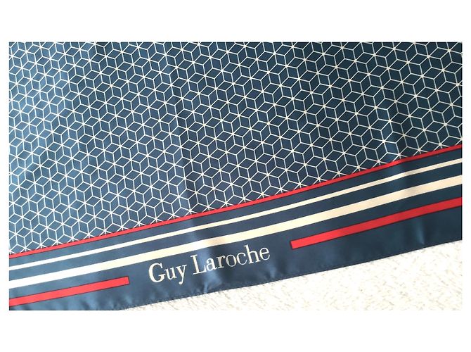 Guy Laroche Schal Weiß Rot Blau Polyester 70x70 cm - Ansicht 6