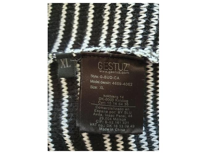 Gestuz langer Maxi Strickjacke Mantel Schwarz Grau Anthrazitgrau - Ansicht 3