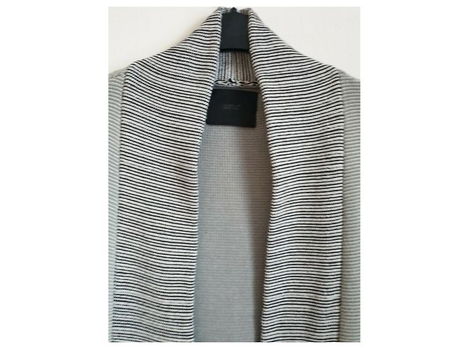 Gestuz langer Maxi Strickjacke Mantel Schwarz Grau Anthrazitgrau - Ansicht 5
