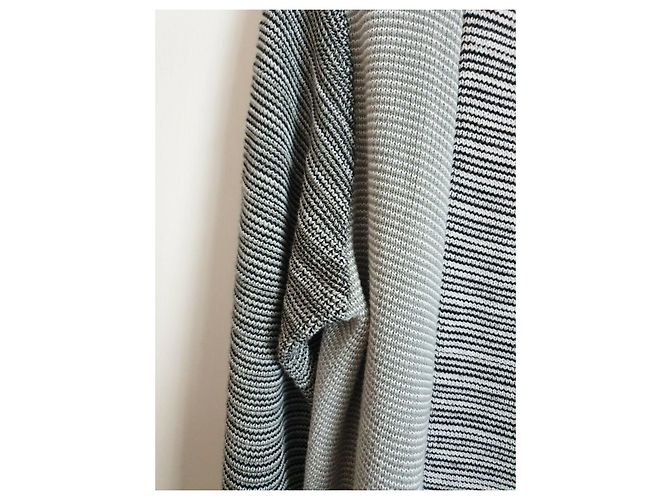 Gestuz langer Maxi Strickjacke Mantel Schwarz Grau Anthrazitgrau - Ansicht 6