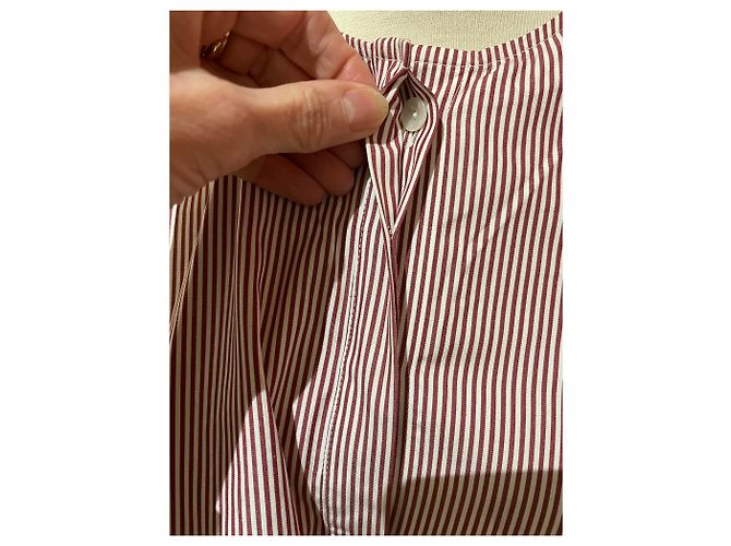 Vestido Monographie de algodón a rayas blanco y burdeos - vista 7