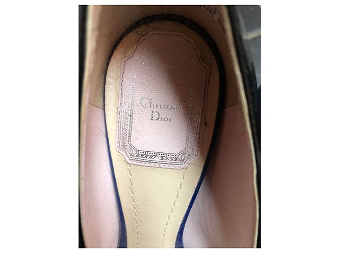 Décolleté Dior in vernice nero blu e rosso - vista 11